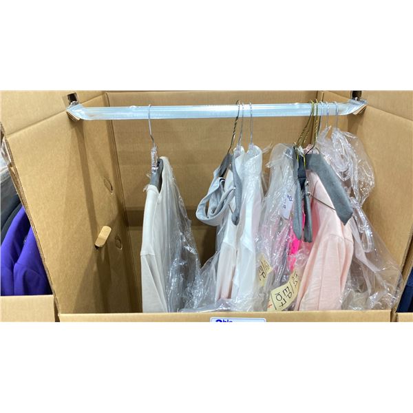 WARDROBE BOX OF ASSORTED CLOTHING (BOX AND ALL CONTENTS MUST BE TAKEN)