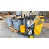 Image 1 : PORTABLE JANITOR'S CART & PALLET OF ASSORTED WASTE BINS (CONTENTS OF WASTE BINS NOT INCLUDED)