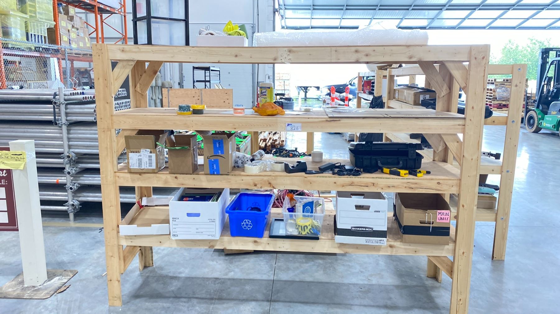WOOD RACK WITH ASSORTED SHOW PROP CONTENTS (RACK INCLUDED & MUST BE ...
