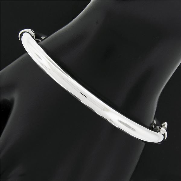 14K White Gold 6.75 5.9mm Classic Tube Polished Hinged Open Bangle Bracelet