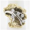 Image 1 : Vintage 14k TT Gold .30 ctw Diamond Textured Floral Nugget Statement Cocktail Ri