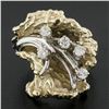 Image 2 : Vintage 14k TT Gold .30 ctw Diamond Textured Floral Nugget Statement Cocktail Ri