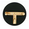 Image 5 : Antique 14k Gold Textured Laurel Wreath Diamond Black Onyx Round Brooch Pendant