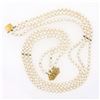 Image 3 : 3 Strand 4-4.5mm Cultured Pearl Necklace w/ 14k Yellow Gold Wide Filigree Clasp