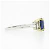 Image 5 : New 18K TT Gold GIA Ceylon Sapphire & Baguette Diamond 3 Stone Engagement Ring