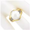 Image 3 : 14K Yellow Gold Large 12.58mm South Sea Pearl Ring w/ Baguette & Round Diamonds