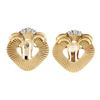 Image 6 : Vintage Retro 14K Gold & Platinum w/ Diamond Grooved Fluted Clip On Earrings