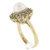 Image 8 : 14K Yellow Gold 7.6mm Pearl Solitaire Ring w/ .85 ctw Fancy Diamond 2 Row Halo