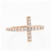 Image 4 : NEW 14k Rose Gold 0.40 ctw Round Brilliant Cut Diamond Curved Cross Band Ring