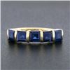 Image 2 : 18k Yellow Gold 1.75 ctw Square Step Cut Sapphire Bar Channel 5 Stone Band Ring