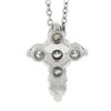 Image 6 : New Platinum 1.53 ctw Shared Prong Round Brilliant Diamond Cross Pendant w/ Chai