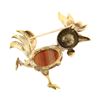 Image 4 : Vintage 14k Gold Banded Agate & Multicolor Enamel Running Rooster Pin Brooch