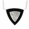 Image 2 : NEW 18K Gold GIA Trillion Diamond Black Onyx Triangle Solitaire Pendant Necklace