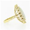 Image 5 : Vintage 14k Gold Oval Cabochon Opal w/ 4.0 ctw Round Diamond Halo Cocktail Ring