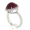 Image 9 : New 14k White Gold 7.9 ctw GIA NO HEAT Oval Cabochon Ruby & Diamond Halo Ring