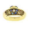 Image 7 : Fancy 18k Yellow Gold 1.71 ctw Sapphire & Diamond Cluster Flower Wide Band Ring
