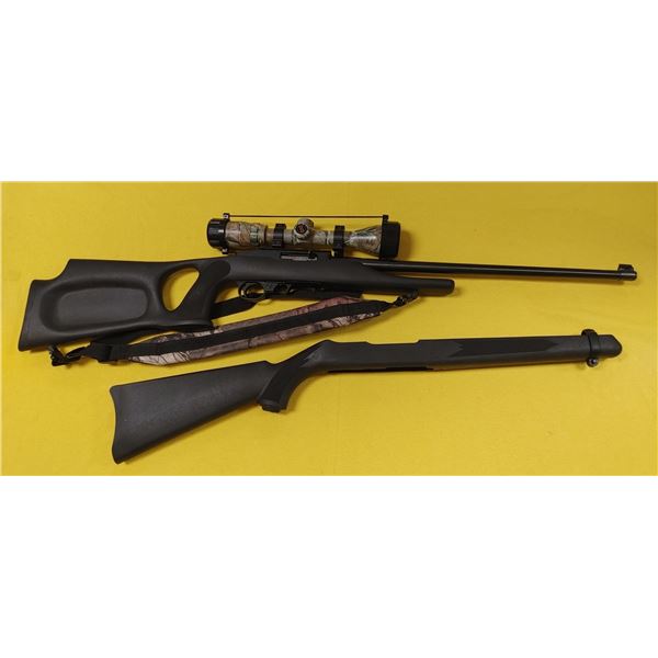 RUGER 10/22 50TH ANNIVERSERY 22LR 18.5in 10rnd W/CAMO SCOPE, AFTERMARKET, ORIGINAL STOCK AND BOX