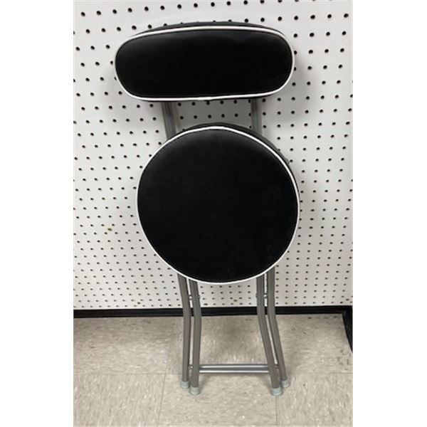 Portable Upholstered & Padded Metal Folding Stool with Back Rest