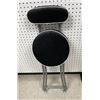 Image 1 : Portable Upholstered & Padded Metal Folding Stool with Back Rest