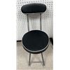 Image 2 : Portable Upholstered & Padded Metal Folding Stool with Back Rest
