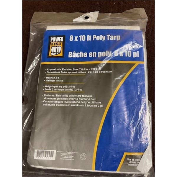 POWER FIST Poly Tarp - 8 x 10 ft - White