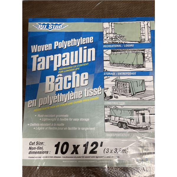 PIT STOP Woven Polyethylene Tarp - 10ft x 12in - Brown