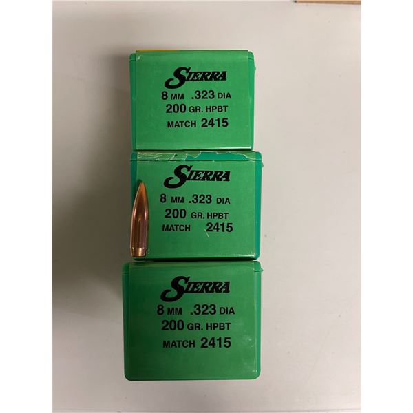 3 boxes of 100 SIERRA MATCHKING 8mm 200gr HPBT bullets