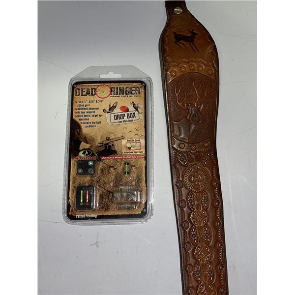 DEAD RINGER Drop Box Shooting Sight and Leather gun sling