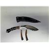 Image 1 : VINTAGE India Gurkha Kukri Fixed Blade Knife with sheath and 2 small knives