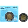 Image 1 : Error; 1996 $2 "Off Centre Core"  CCCS MS63