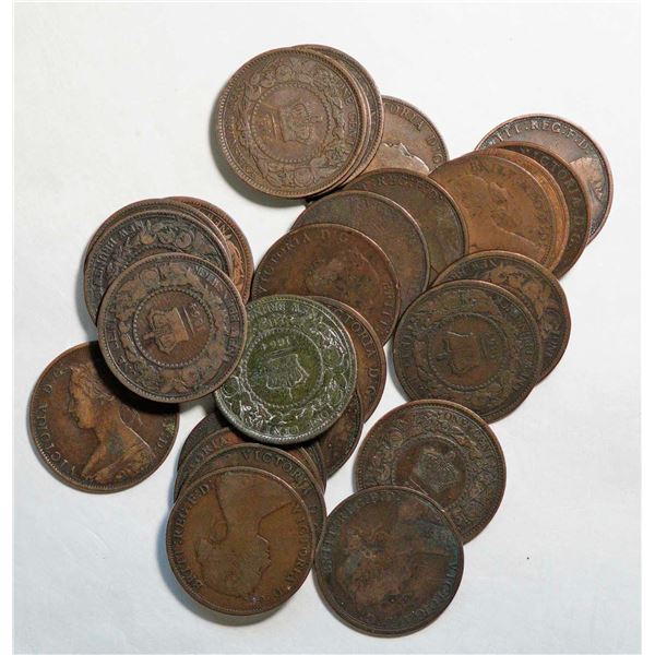 N.B. 1861 1¢ X 6, and 1864X 21, all VG or better, lot of 27 coins.