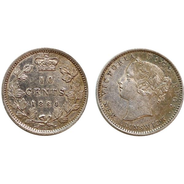 N.B. 1864 10¢ Nice Extra Fine with light toning