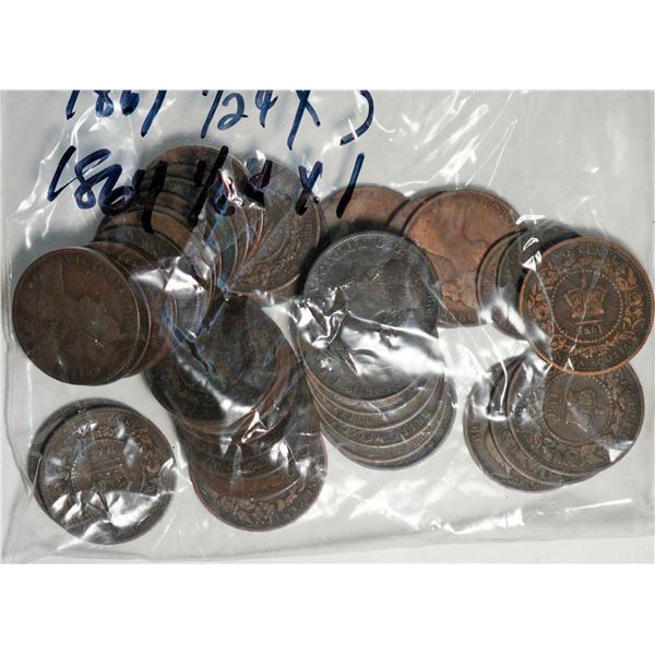 N.S. 1861 1¢ X 24, 1862 X 1, 1864 X 12, 1861 1/2¢ X 3, and 1864 1/2¢ X 1 all VG to VF, lot of 33 coi