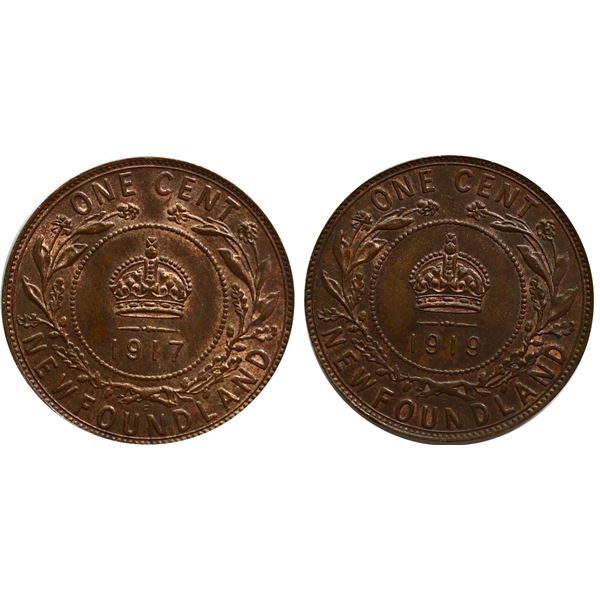 Nfld; 1917 1¢ and 1919, both UNC62 or better.