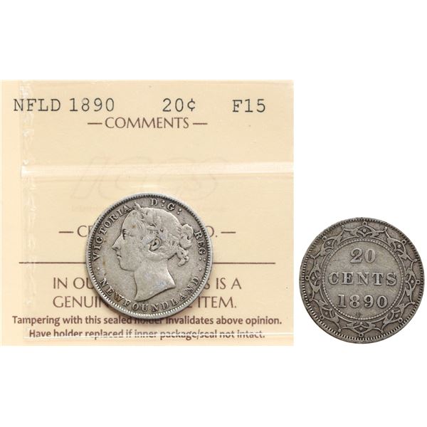 Nfld; 1890 20¢ ICCS Choice Fine-15
