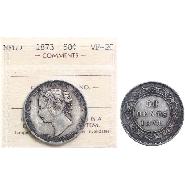 Nfld; 1873 50¢ ICCS Very Fine-20, lightly toned.