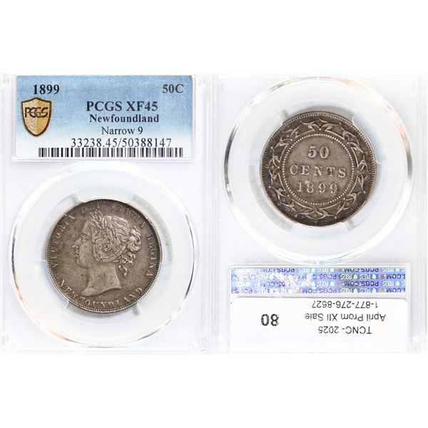 Nfld; 1899 50¢ "Narrow 9" PCGS Choice Extra Fine-45.