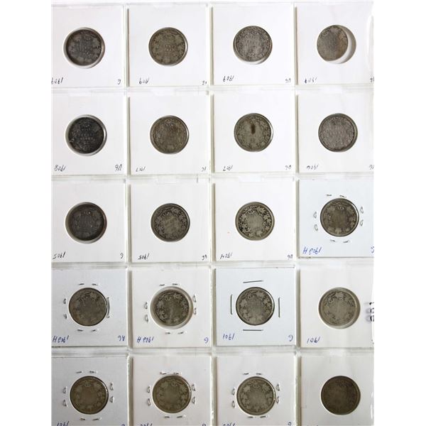 Canada & Nfld Lot; 1882-1936 20 & 25¢ about Good to VG.  Lot of 80 coins.