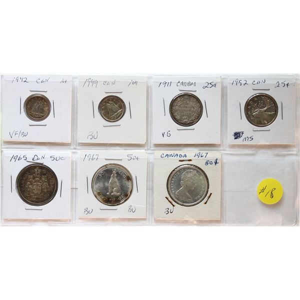 Decimal Coin Lot; 1911-1967 VG to Unc.  Lot of 7 coins.