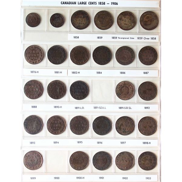 1858-1980 1¢, includes some varieties, key dates, a few duplicates, two USA small cents and some Mar