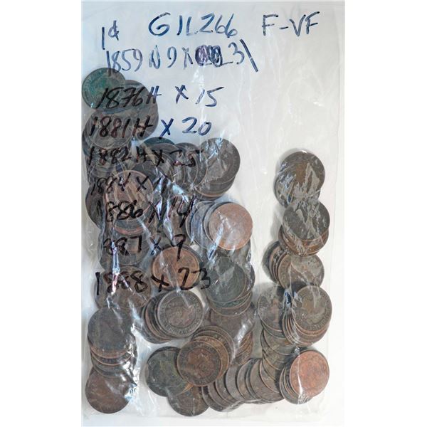 1859 1¢ (31), 1876H (15), 1881H (20), 1882H (25), 1884 (9), 1886  (14), 1887 (9), and 1888 (23), all