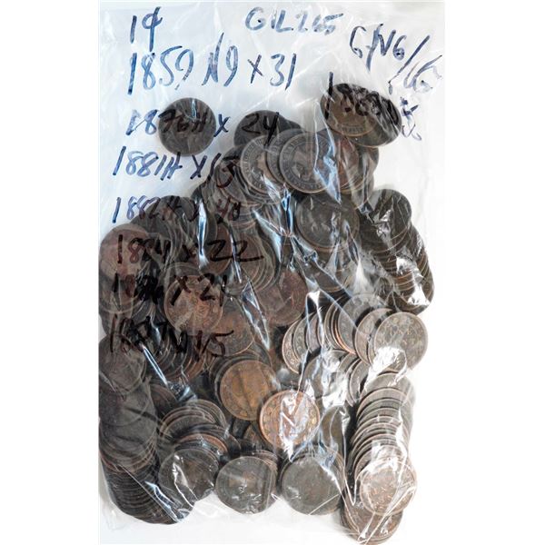 1859 1¢ (31), 1876H (24), 1881H (13), 1882H (40), 1884 (22), 1886 (21), 1887 (15) and 1888 (55), all