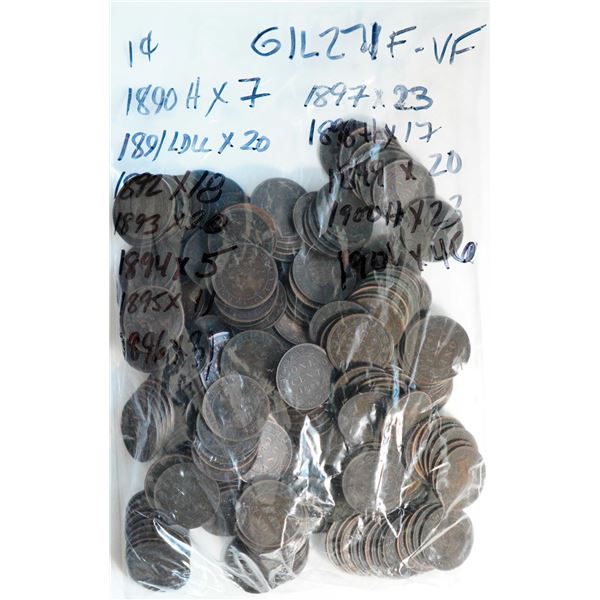 1890H 1¢ X 7, 1891 LDLL X 20, 1892 X 18, 1893 X 20, 1894 X 5, 1895 X 11, 1896 X 31, 1897 X 23, 1898H