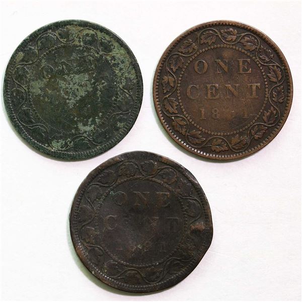 1891 1¢ SDSL, 1891 SDLL (2), cull to Good , lot of 3 coins.