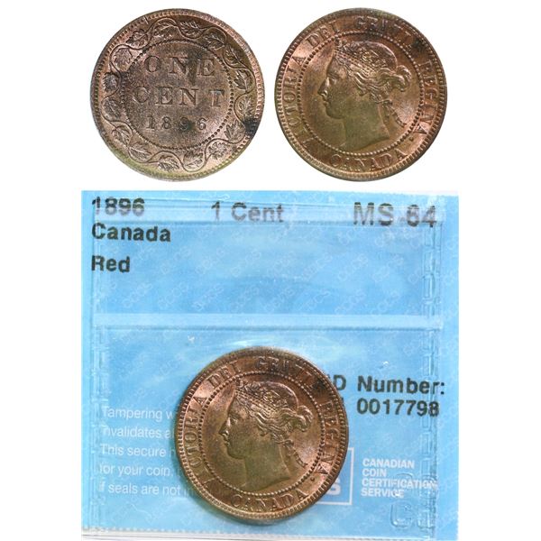 1896 1¢ CCCS Very Choice Mint State-64 Red