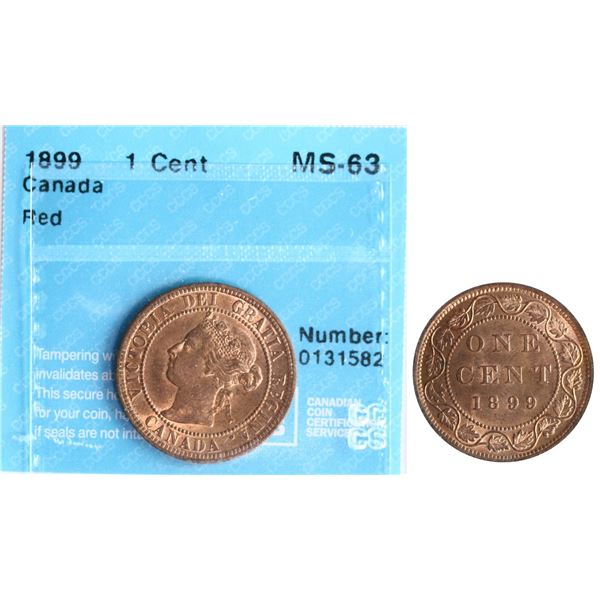 1899 1¢ CCCS Choice Mint State-63RD.  Nice appealing example.