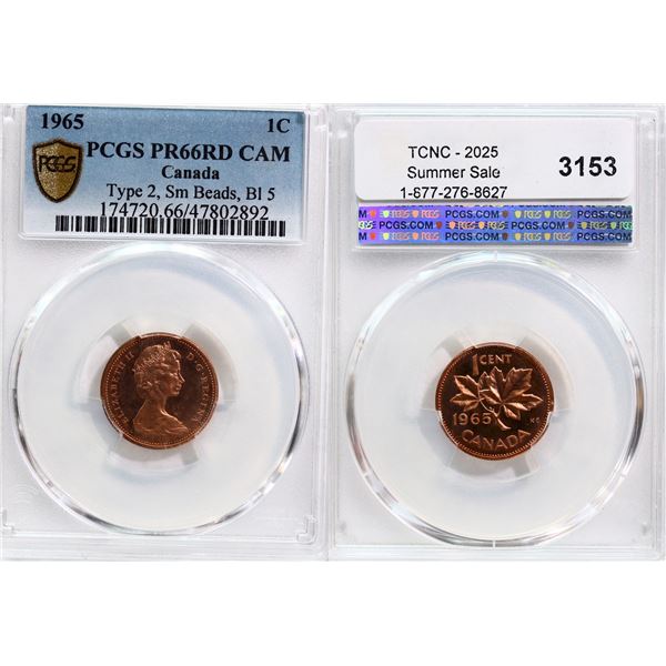1965 1¢ "Type 2 - SB, B5" PCGS PROOF-66 Red Cameo.  Great example with strong Cameo contrast.