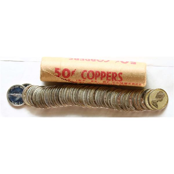 Roll; 1967 1¢ & 1967 10¢, Lot of 2 rolls. All Choice Unc. Or better