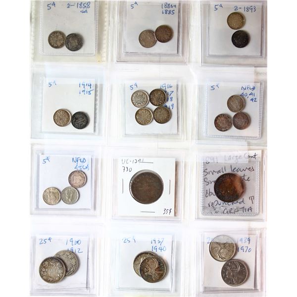Canadian & Maritimes coin Lot; Includes various denominations, grades, token and better dates. Lot o