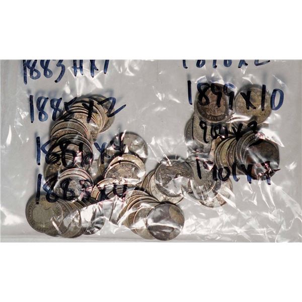 1870 5¢ X 3, 1872H, 1874H, 1880H X 4, 1881H X 5, 1883H, 1885 X 2, 1886 X 4, 1888 X 4, 1890H X 2, 189
